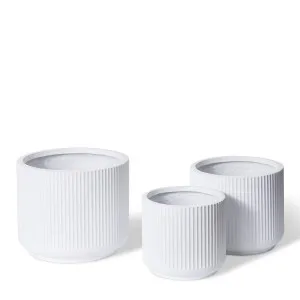 Tarian Fibrestone Planter Set 3 - 34/41/49 x 34/41/49 x 30/35/40cm by null, a Baskets, Pots & Window Boxes for sale on Style Sourcebook