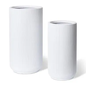 Tarian Tall Fibrestone Planter Set 2 - 33/41 x 33/41 x 63/78cm by null, a Baskets, Pots & Window Boxes for sale on Style Sourcebook