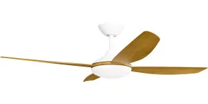 Calibo Vanga 52" DC Smart Ceiling Fan with LED Light and Remote Control White and Teak by Calibo, a Ceiling Fans for sale on Style Sourcebook