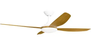 Calibo Vanga 56" DC Smart Ceiling Fan with LED Light and Remote Control White and Teak by Calibo, a Ceiling Fans for sale on Style Sourcebook