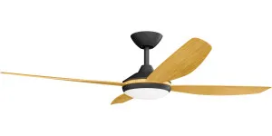 Calibo Vanga 56" DC Smart Ceiling Fan with LED Light and Remote Control Black and Bamboo by Calibo, a Ceiling Fans for sale on Style Sourcebook