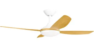 Calibo Vanga 48" DC Smart Ceiling Fan with LED Light and Remote Control White and Bamboo by Calibo, a Ceiling Fans for sale on Style Sourcebook