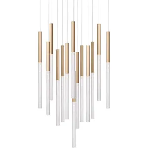 Calibo Rhea 14 Light Pencil Drop LED Pendant Brass by Calibo, a Pendant Lighting for sale on Style Sourcebook