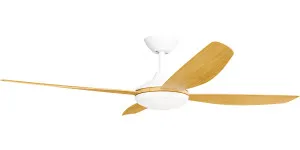 Calibo Vanga 56" DC Smart Ceiling Fan with LED Light and Remote Control White and Bamboo by Calibo, a Ceiling Fans for sale on Style Sourcebook
