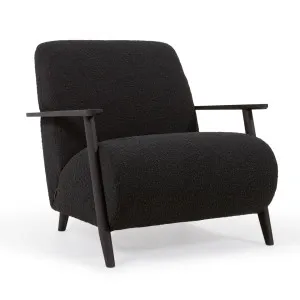 Meghan armchair in black bouclé with solid ash legs with wenge finish by null, a Chairs for sale on Style Sourcebook