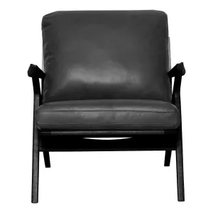 Mali Occasional Chair in Alpine Leather Black / Black by OZ Design, a Chairs for sale on Style Sourcebook