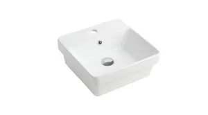 Aria Semi-recessed Basin 1TH Ceramic 400X400 Gloss White by null, a Basins for sale on Style Sourcebook