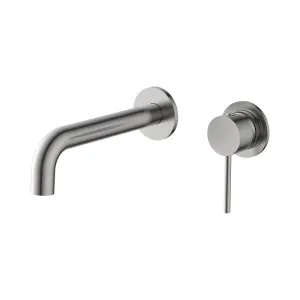 Misha Wall Basin Set Curved 190 Brushed Nickel by null, a Bathroom Taps & Mixers for sale on Style Sourcebook