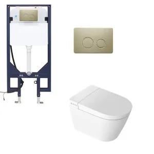 Novus Smart Suite WH P Trap Round Metal Brushed Gold Button by null, a Toilets & Bidets for sale on Style Sourcebook