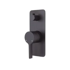 Sansa Wall/Shower Mixer w Diverter Soft Square Matte Black by null, a Shower Heads & Mixers for sale on Style Sourcebook