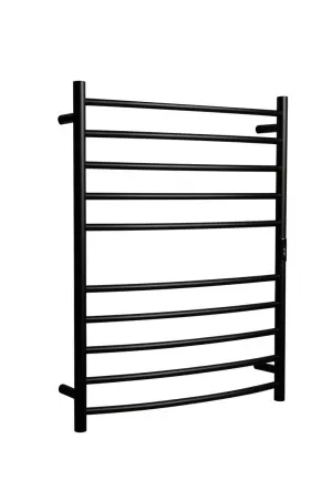 Towel Rail Heated Curved 700X900 Matte Black by null, a Towel Rails for sale on Style Sourcebook