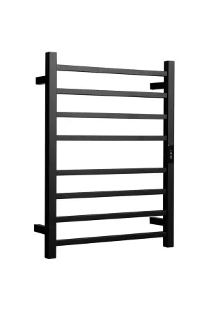 Towel Rail Heated Flat Square 530X700 Matte Black by null, a Towel Rails for sale on Style Sourcebook