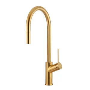 Vilo Sink Mixer Pull Out/Pull Down Gooseneck 210 Brushed Gold by null, a Laundry Taps for sale on Style Sourcebook