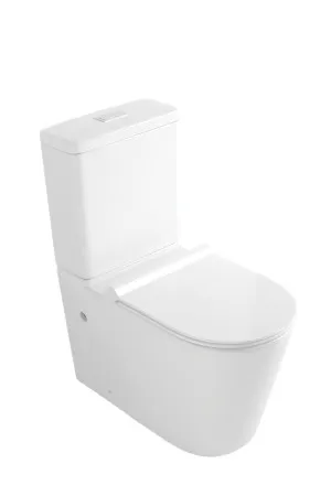 Mezio Rimless Back To Wall Toilet Suite S&P Trap Gloss White by null, a Toilets & Bidets for sale on Style Sourcebook
