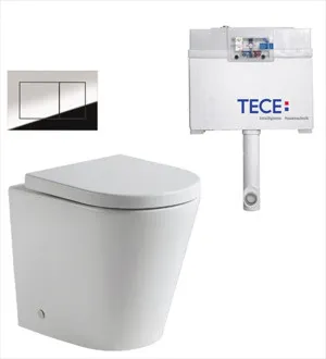 Faith Rimless In-wall Toilet Suite S&P Trap with Square ABS Chrome Button by null, a Toilets & Bidets for sale on Style Sourcebook