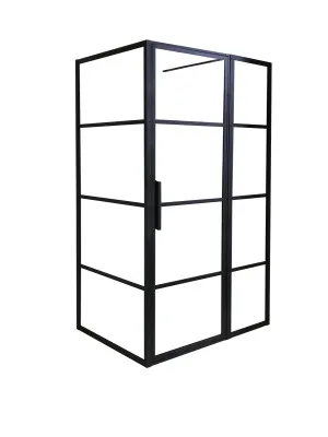 Manhattan Return Panel Shower Screen Framed 900X2100 Matte Black by null, a Shower Screens & Enclosures for sale on Style Sourcebook