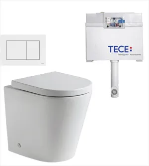 Faith Rimless In-wall Toilet Suite S&P Trap with Square ABS Matte White Button by null, a Toilets & Bidets for sale on Style Sourcebook