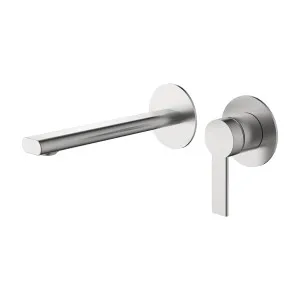 Lina Wall Basin Set Straight 200 Brushed Nickel by null, a Bathroom Taps & Mixers for sale on Style Sourcebook