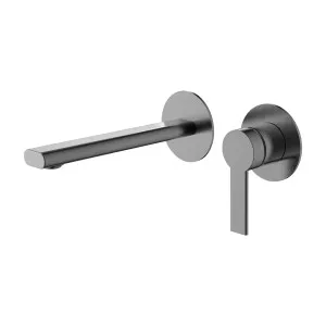 Lina Wall Basin Set Straight 200 Gun Metal by null, a Bathroom Taps & Mixers for sale on Style Sourcebook