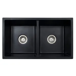 Lina Double Sink NTH 770X450 Matte Black Granite by null, a Kitchen Sinks for sale on Style Sourcebook
