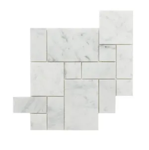 Pisa  Bianco Carrara Natural Product French Pattern Honed Mosaic by null, a Mosaic Tiles for sale on Style Sourcebook