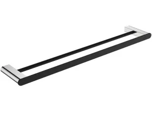 Lincoln Towel Rail Double 800 Chrome/Black by null, a Towel Rails for sale on Style Sourcebook