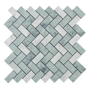 Oslo Orient Green Marble Natural Product Herringbone Honed Mosaic by null, a Mosaic Tiles for sale on Style Sourcebook