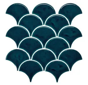 Babylon Fan Blue Crackle Gloss Mosaic Tile by null, a Mosaic Tiles for sale on Style Sourcebook