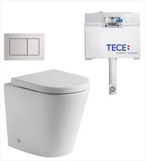 Faith Rimless In-wall Toilet Suite S&P Trap with Square ABS Matte Chrome Button by null, a Toilets & Bidets for sale on Style Sourcebook
