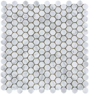 Urban Carrara White Penny Round Honed Mosaic by null, a Mosaic Tiles for sale on Style Sourcebook