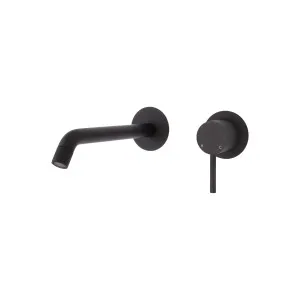 Axle Wall Basin Set Small Plate Curved 200 Matte Black by null, a Bathroom Taps & Mixers for sale on Style Sourcebook