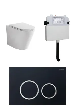 Java Rimless In-wall Toilet Suite S&P Trap with Round ABS Matte Black Button by null, a Toilets & Bidets for sale on Style Sourcebook
