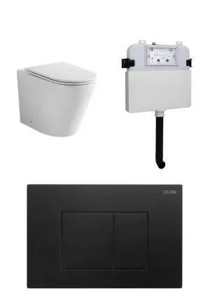 Java Rimless In-wall Toilet Suite S&P Trap with Square ABS Matte Black Button by null, a Toilets & Bidets for sale on Style Sourcebook