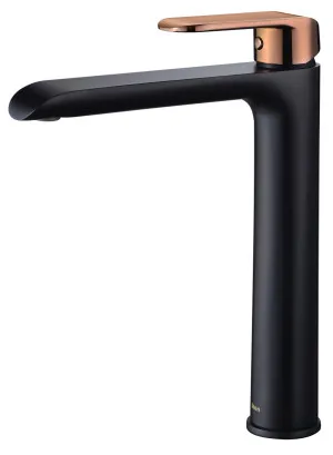 Jaya Vessel Basin Mixer Black/Rose Gold by null, a Bathroom Taps & Mixers for sale on Style Sourcebook