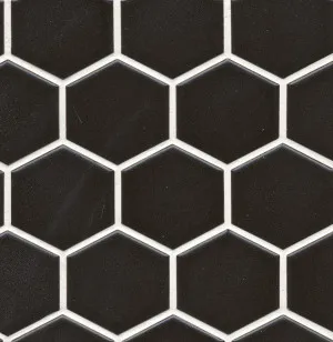 Mono Hexagon Black Matt Mosaic Tile by null, a Mosaic Tiles for sale on Style Sourcebook
