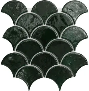 Babylon Fan Green Crackle Gloss Mosaic Tile by null, a Mosaic Tiles for sale on Style Sourcebook