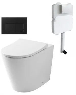 Renee Rimless In-wall Toilet Suite S&P Trap with Square ABS Matte Black Button by null, a Toilets & Bidets for sale on Style Sourcebook