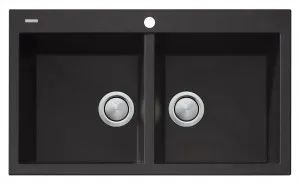 Santorini Double Sink 1TH 860X510 Matte Black by null, a Kitchen Sinks for sale on Style Sourcebook