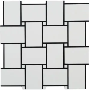 BNW Grand Basket Weave White Polished Glaze Mosaic Tile by null, a Mosaic Tiles for sale on Style Sourcebook