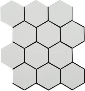 BNW Grand Hex White Polished Glaze Mosaic Tile by null, a Mosaic Tiles for sale on Style Sourcebook