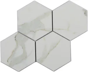 Euromarmo Calacatta Gold Hex Polished Mosaic Tile by null, a Mosaic Tiles for sale on Style Sourcebook