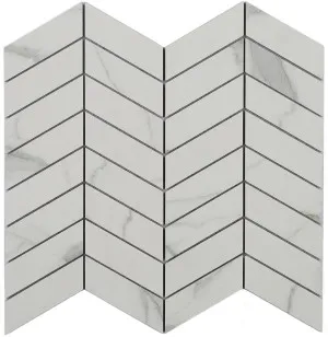 Euromarmo Statuario Venato Wave White Polished Glaze Mosaic Tile by null, a Mosaic Tiles for sale on Style Sourcebook