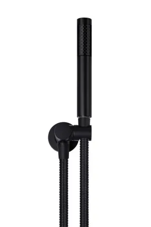 Round Hand Shower Wand on Elbow Matte Black by null, a Shower Heads & Mixers for sale on Style Sourcebook