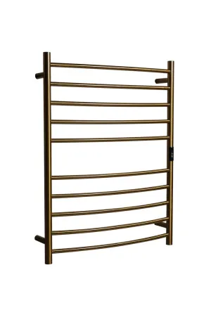 Towel Rail Heated Curved 700X900 Brushed Gold by null, a Towel Rails for sale on Style Sourcebook