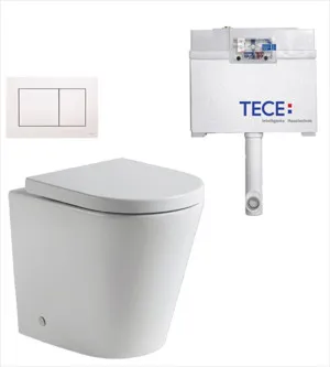 Faith Rimless In-wall Toilet Suite S&P Trap with Square ABS Gloss White Button by null, a Toilets & Bidets for sale on Style Sourcebook