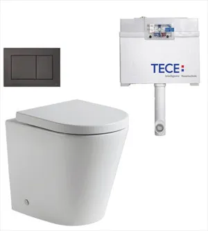 Faith Rimless In-wall Toilet Suite S&P Trap with Square ABS Gloss Black Button by null, a Toilets & Bidets for sale on Style Sourcebook