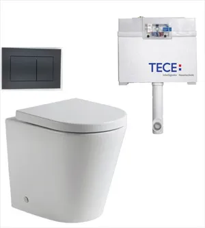 Faith Rimless In-wall Toilet Suite S&P Trap with Square ABS Matte Black Button by null, a Toilets & Bidets for sale on Style Sourcebook