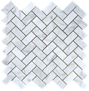 Urban Carrara Herringbone Honed Mosaic by null, a Mosaic Tiles for sale on Style Sourcebook