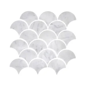 Pisa  Bianco Carrara Natural Product Fan Honed Mosaic by null, a Mosaic Tiles for sale on Style Sourcebook