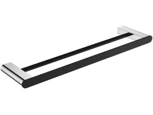 Lincoln Towel Rail Double 600 Chrome/Black by null, a Towel Rails for sale on Style Sourcebook